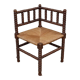 French antique turned wooden bobbin chair with rush seat 4156