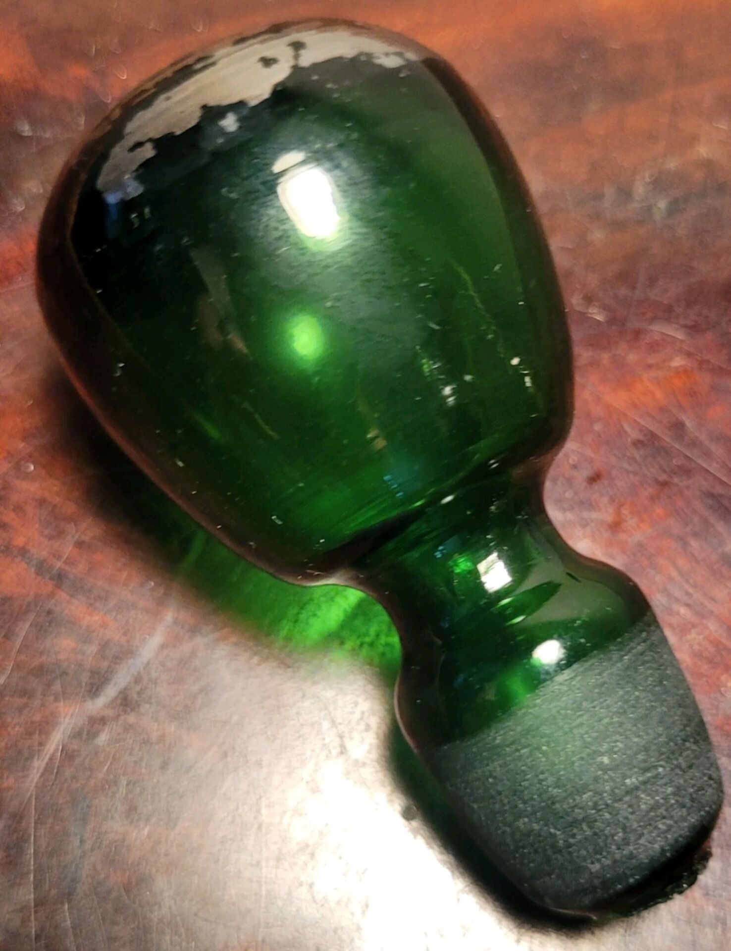Murano glass alcohol bottle green & silver 1930s - 1940s.