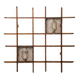 Applique 2 lumières avec cadre en grille de teck mazzega années 1960 vintage moderne antique
