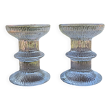 Pair of Luminarc candlesticks in chiseled glass.