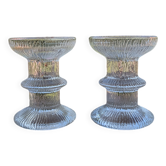 Paire de bougeoirs Luminarc en verre ciselé.