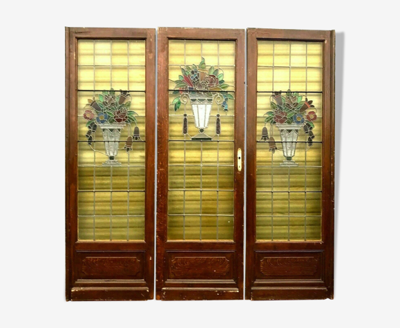 Three Doors In Stained Glass Art Deco Period 1900 Selency Three Doors In Stained Glass Art Deco Period 1900 Selency
