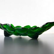 Green depression glass grape shaped vase