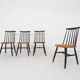 Set of four spindle back chairs, The Netherlands 1960's