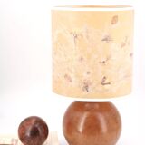 Lampe boule en bois, abat jour avec fleurs séchées