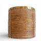 Mid-Century Organic Modern Large Pencil Reed / Rattan Planter with Brass Rim