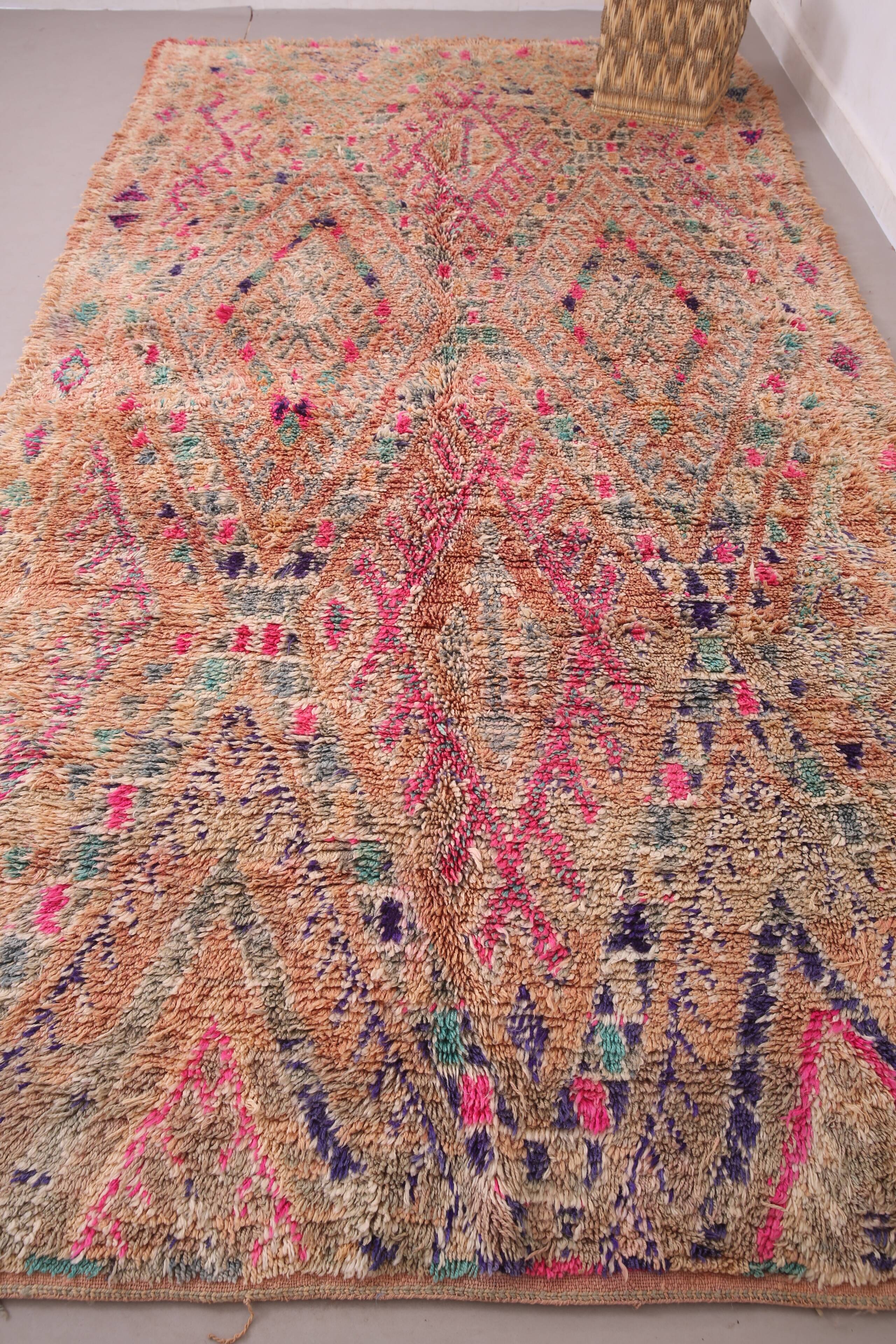 Vintage Handmade Boujaad Rug 203 x 397 cm - Moroccan Rug - Berber Wool Rug