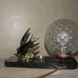 Art Deco marble figurine table lamp