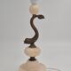 Sculptural table lamp in alabaster with fish/dolphin decoration, Swedish Grace