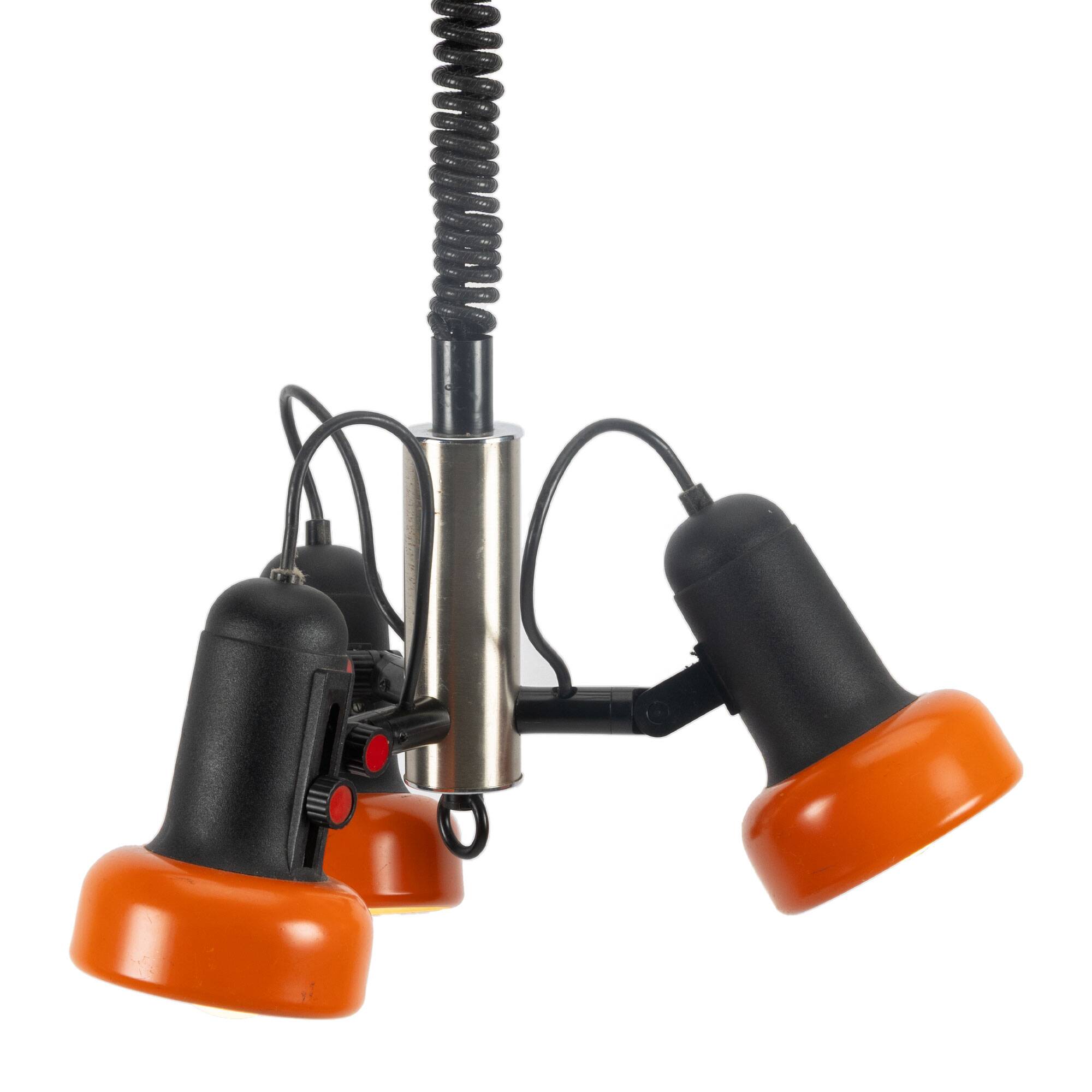 Orange 70s 3-Point adjustable Pendant Lamp