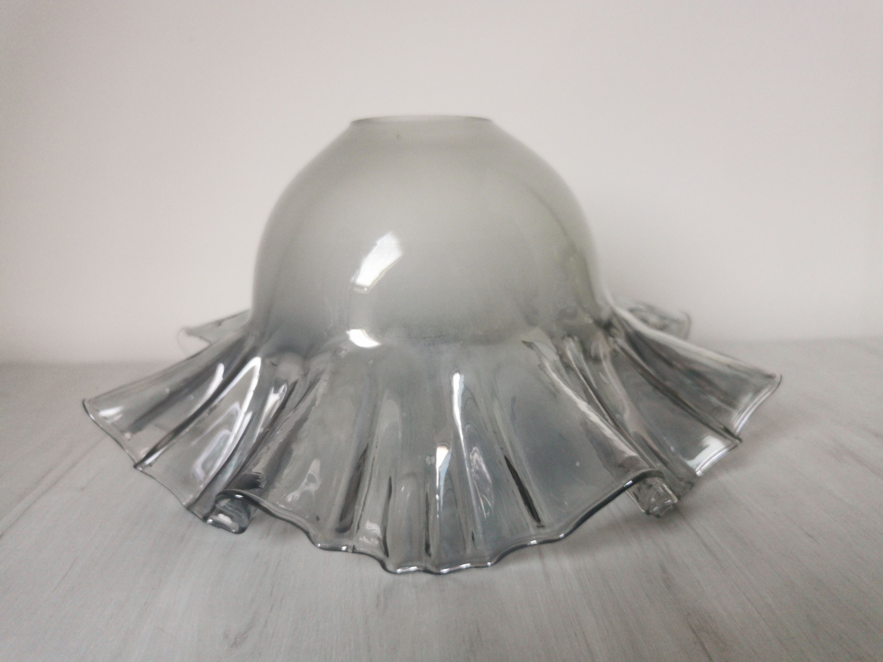 Iridescent glass/silver lamp tulip