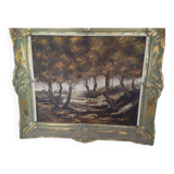 Canvas + old frame Undergrowth