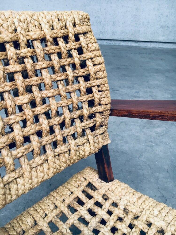 Rope Lounge Chair by Adrien Audoux & Frida Minet for Vibo Vesoul, France, 1940s