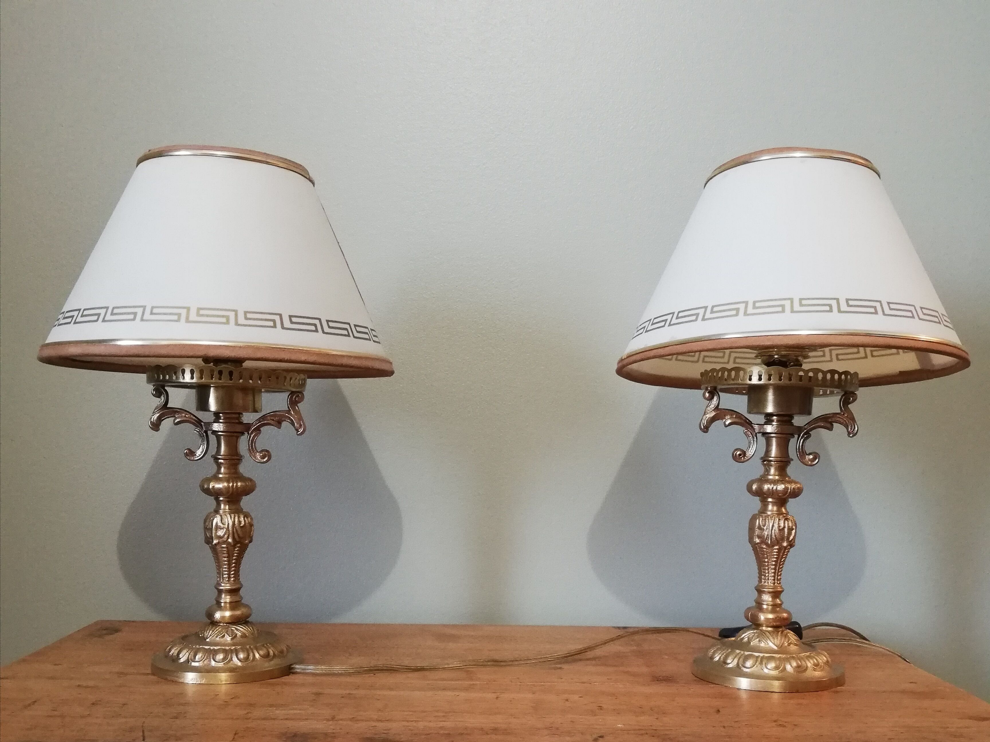 Pair of gilded bronze bedside lamps