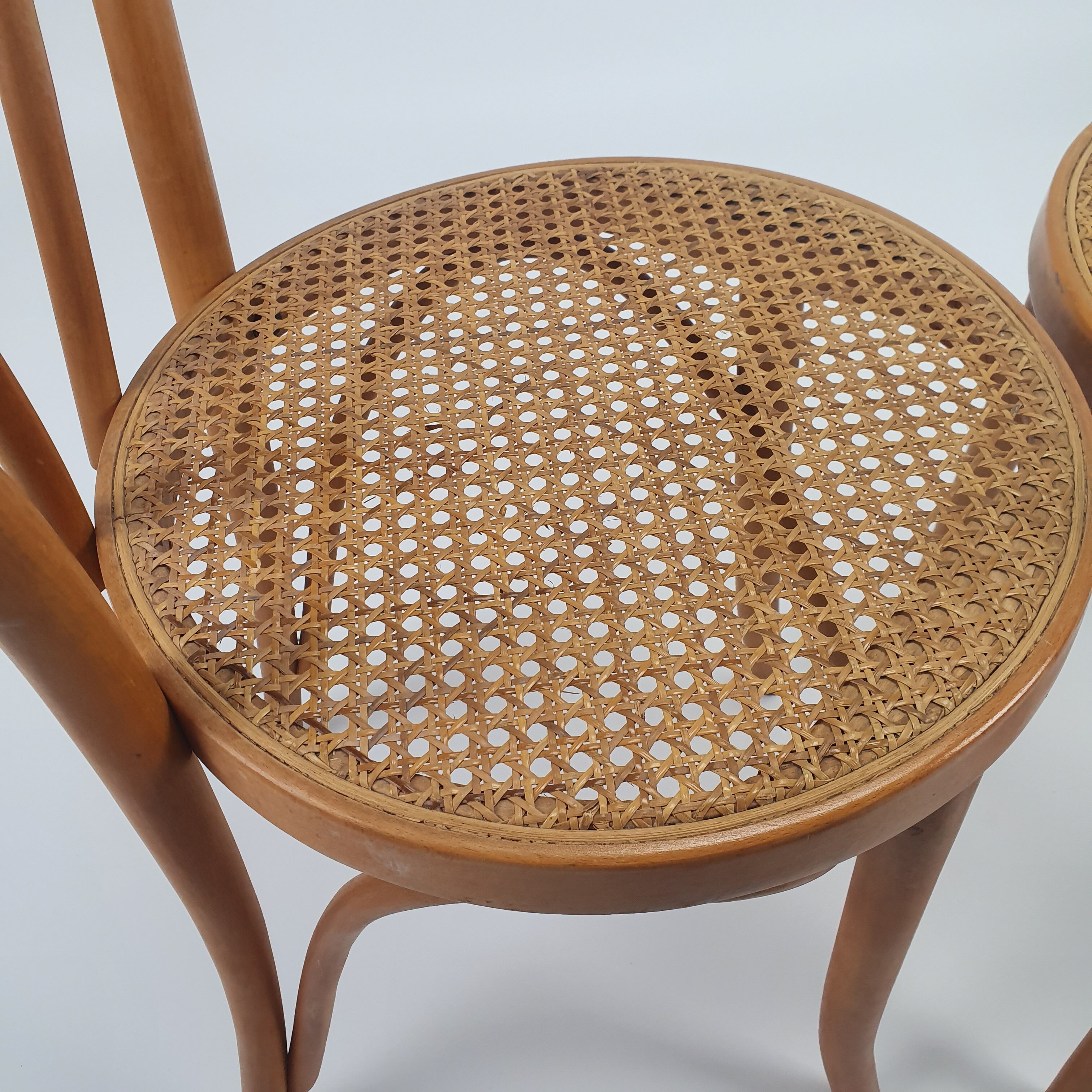 Set of 2 Mid Century Zpm Radomsko Bentwood and Cane dining chairs, 1960s