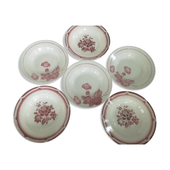 Set of 6 Sarreguemines plates and wolf mill