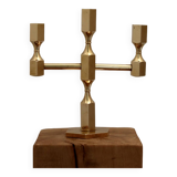 Three-Arm Swedish Brass Candelabra by Gusum circa 1970