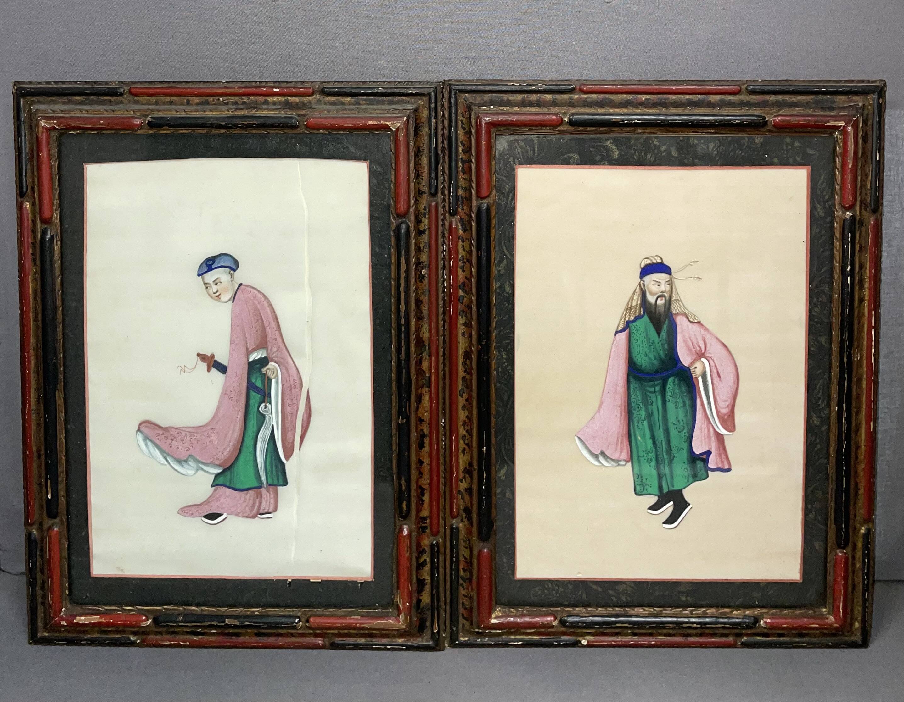 Pair of gouaches on rice paper.