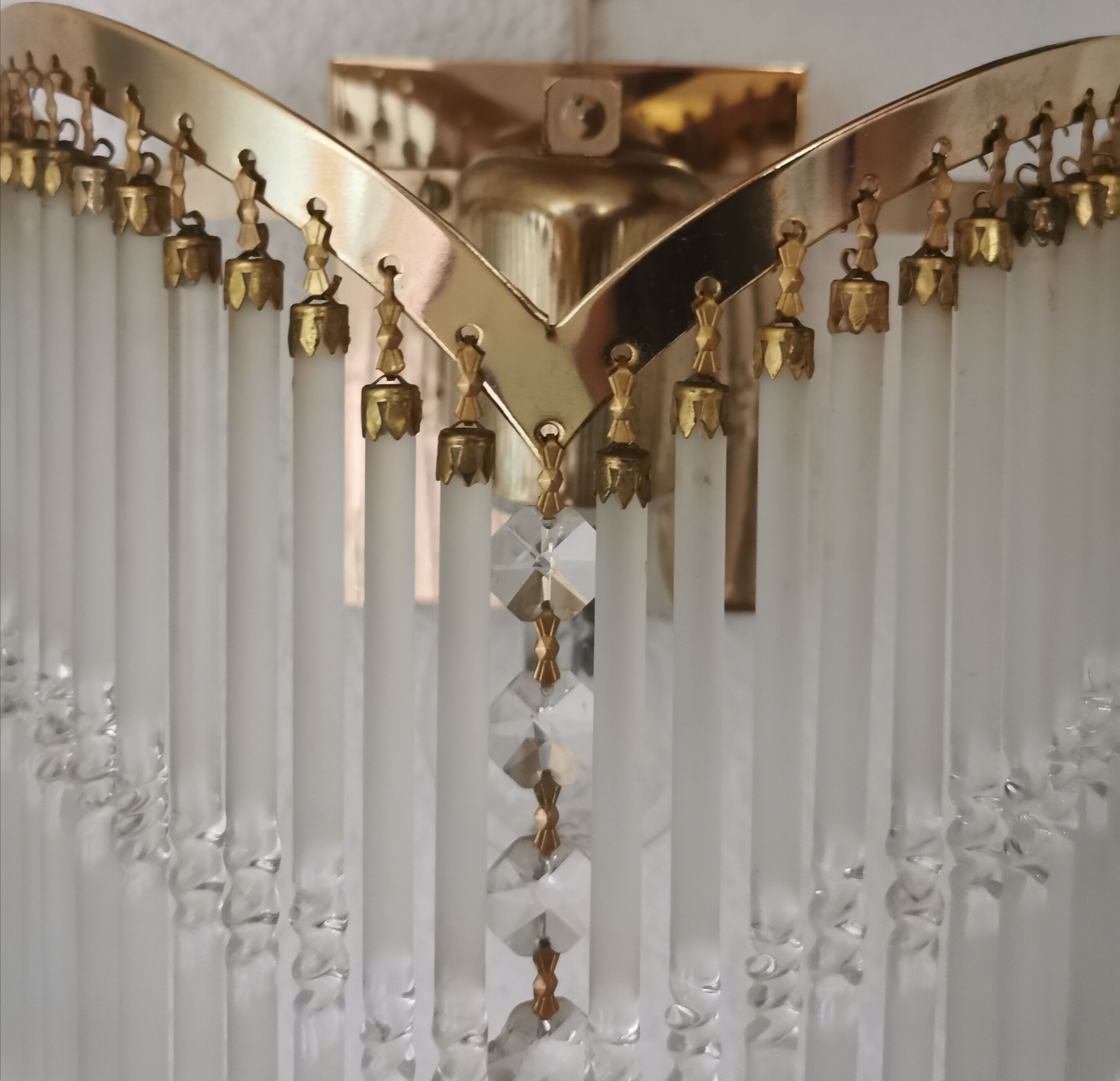 Vintage wall sconce gold metal and stamps