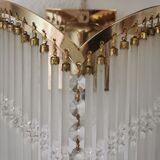 Vintage wall sconce gold metal and stamps