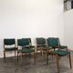 Set of 8 vintage green fabric chairs.