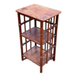 Vintage rattan and bamboo shelf with 3 levels