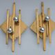 Pair of vintage geometric brass wall lamps