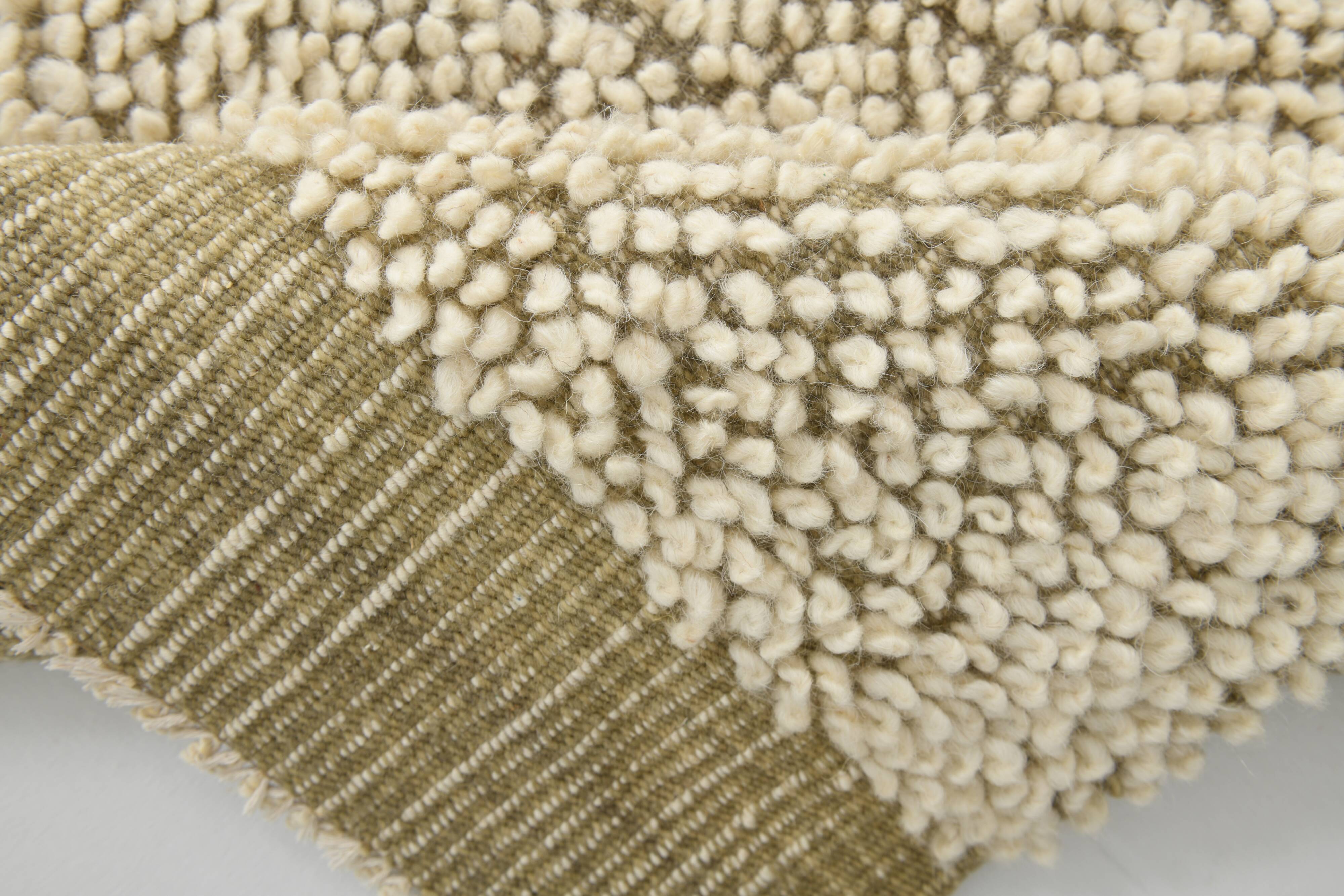 4x7 Army Green & Beige Modern Kilim Rug, 130x215Cm