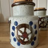 Set of two Japanese grand feu stoneware pots