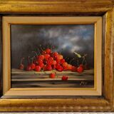 Still life with cherries. Oil on canvas.