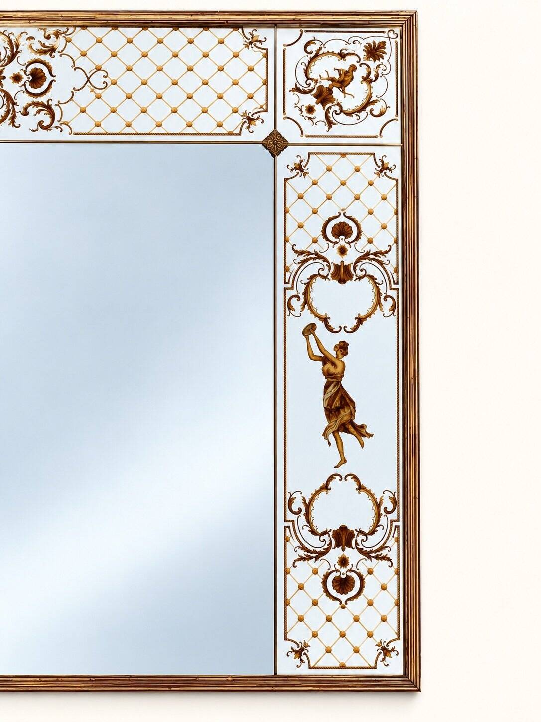 Brasserie Mirror – Art Nouveau Style – Églomisé Glass – Gilded Wood