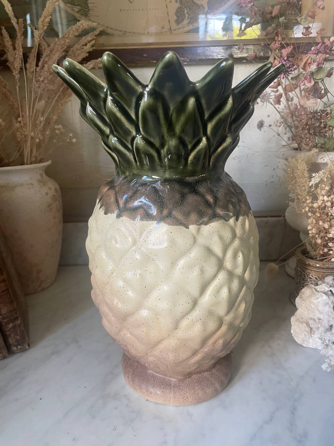 Pair of Rhoda stoneware pineapple vases