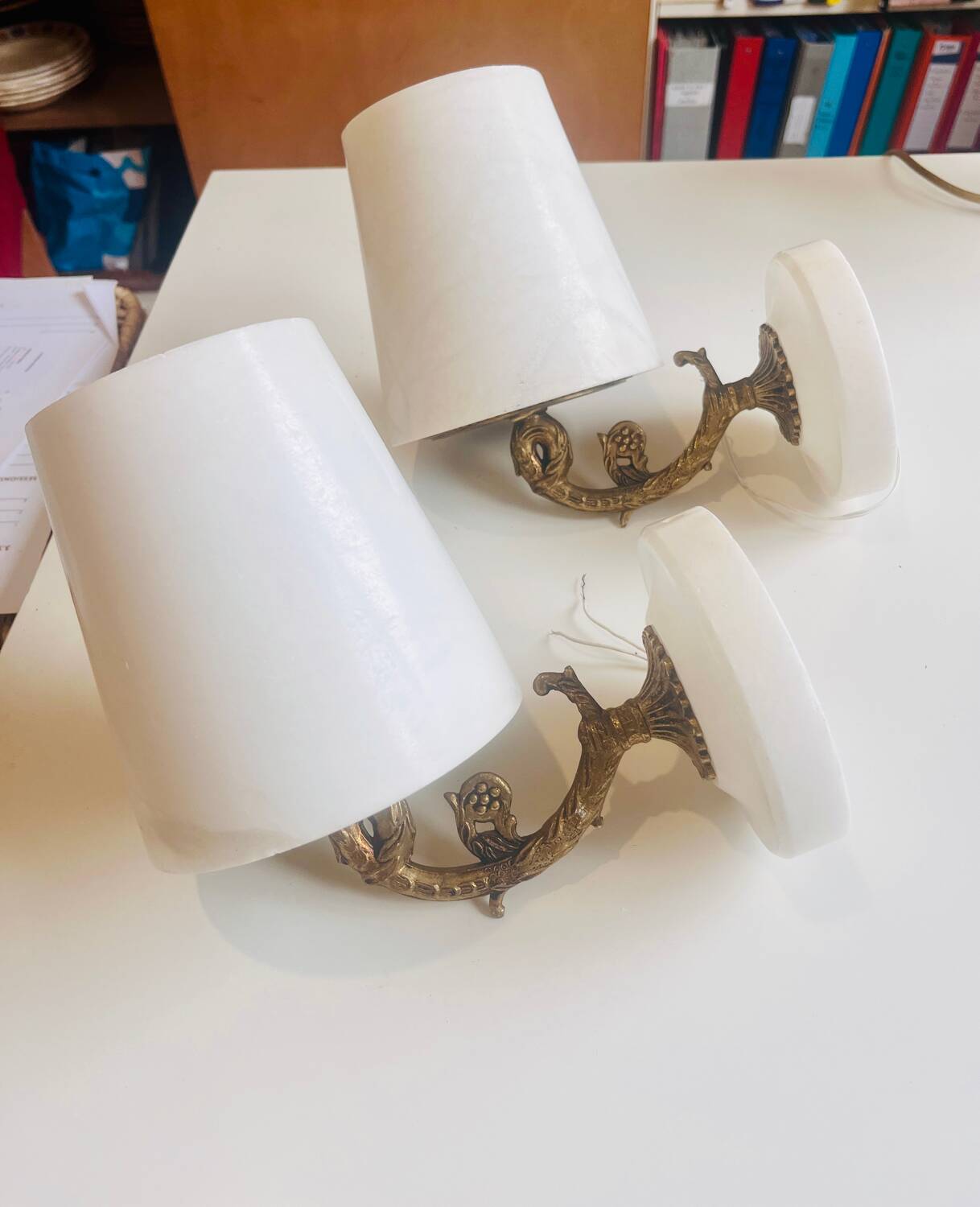 Pair of marble wall lights
