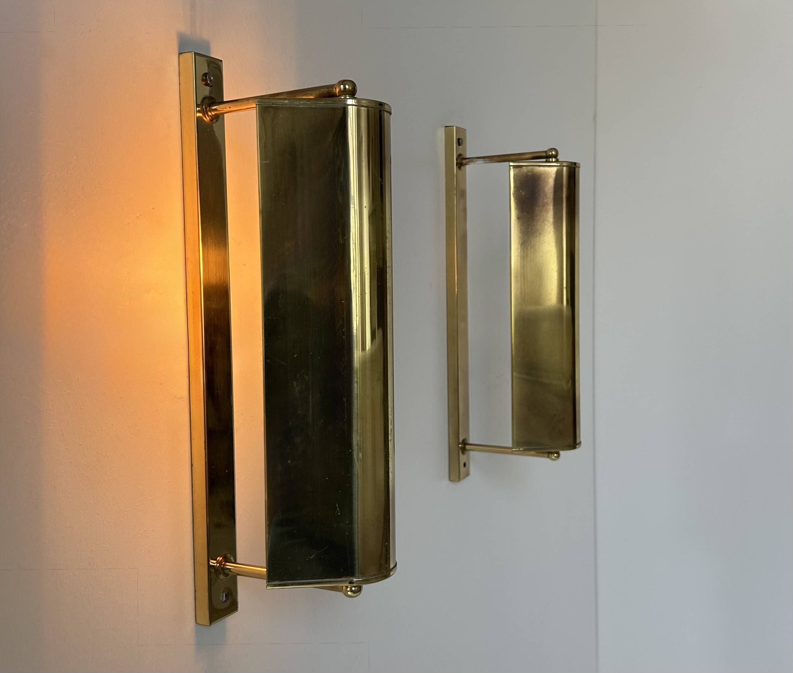 Pair of vintage adjustable brass wall lights, France, 1960s