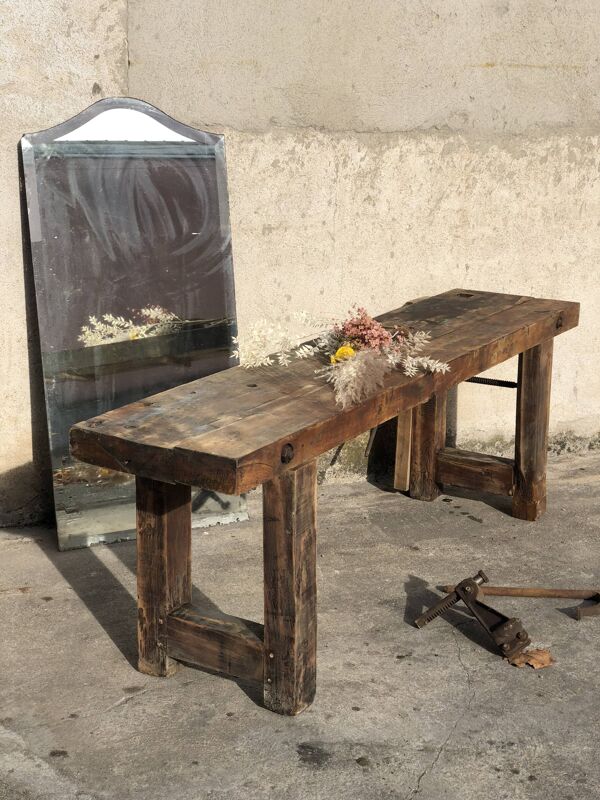Ancien établi en chêne