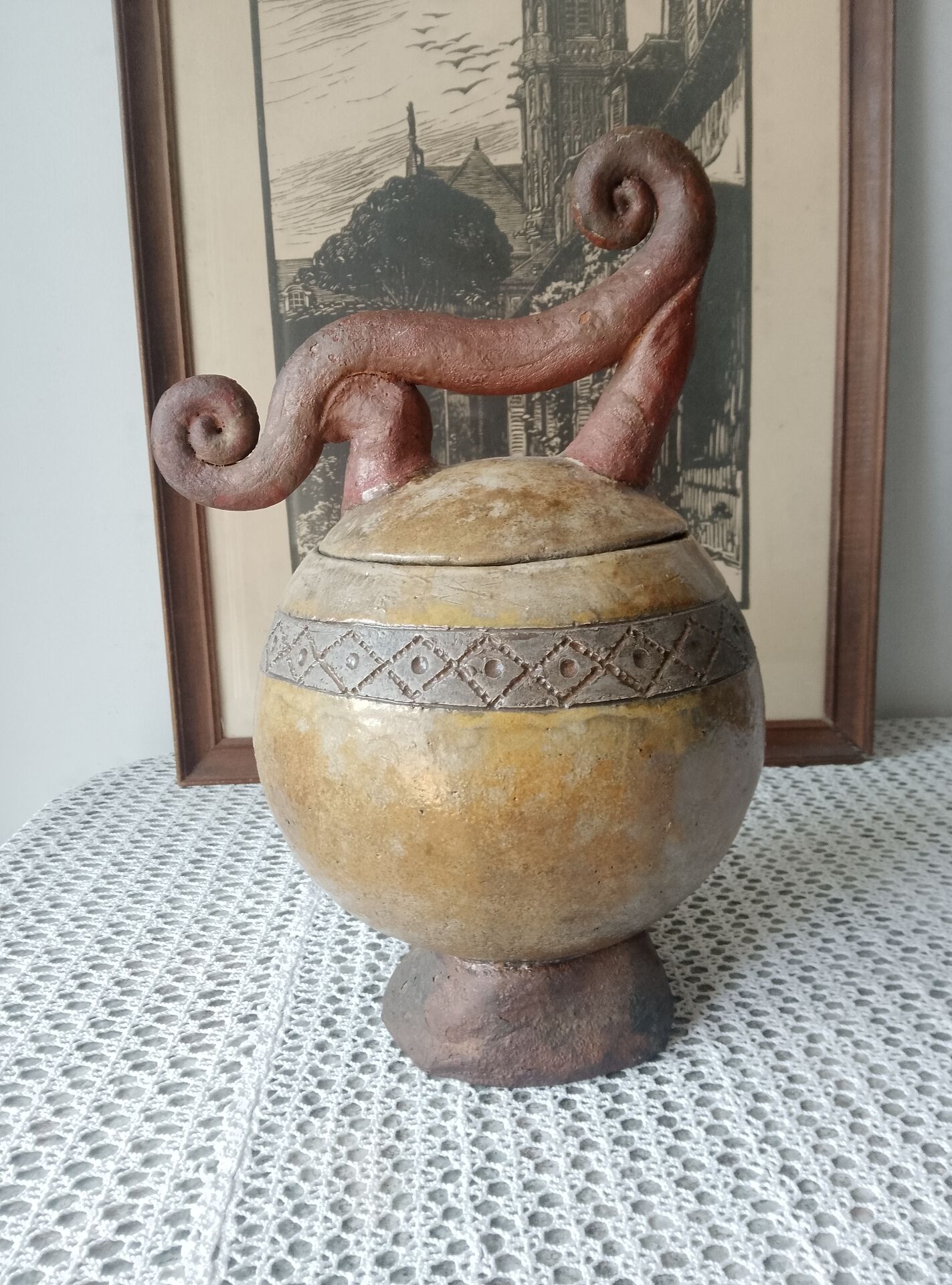 Art ceramic vase signed – Pre-Columbian style / Vallauris spirit