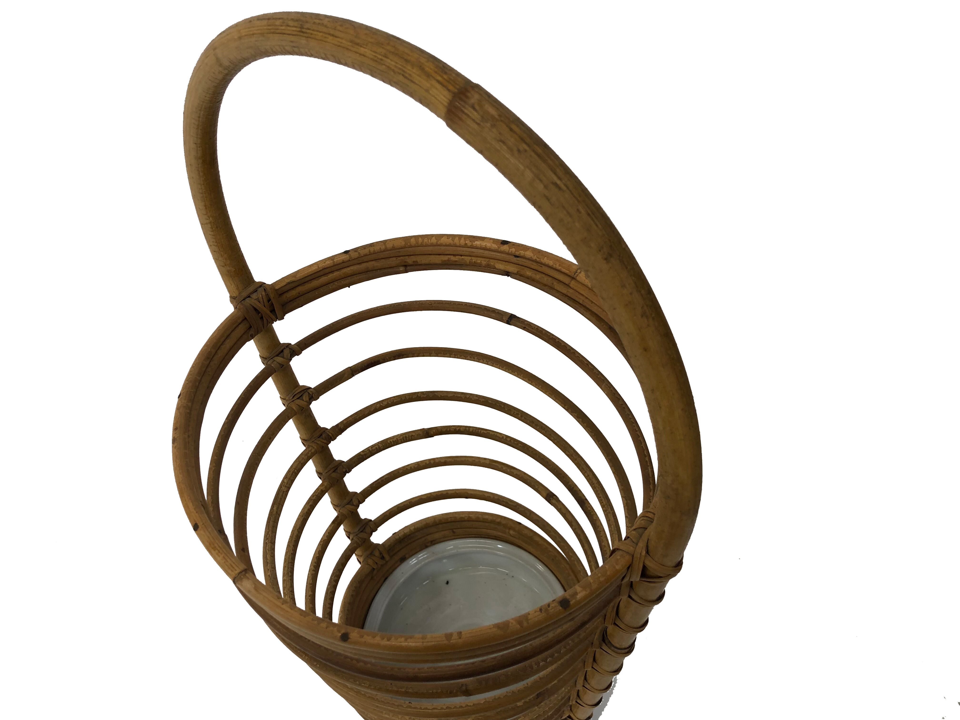 Umbrella holder in ratan, France, 1970