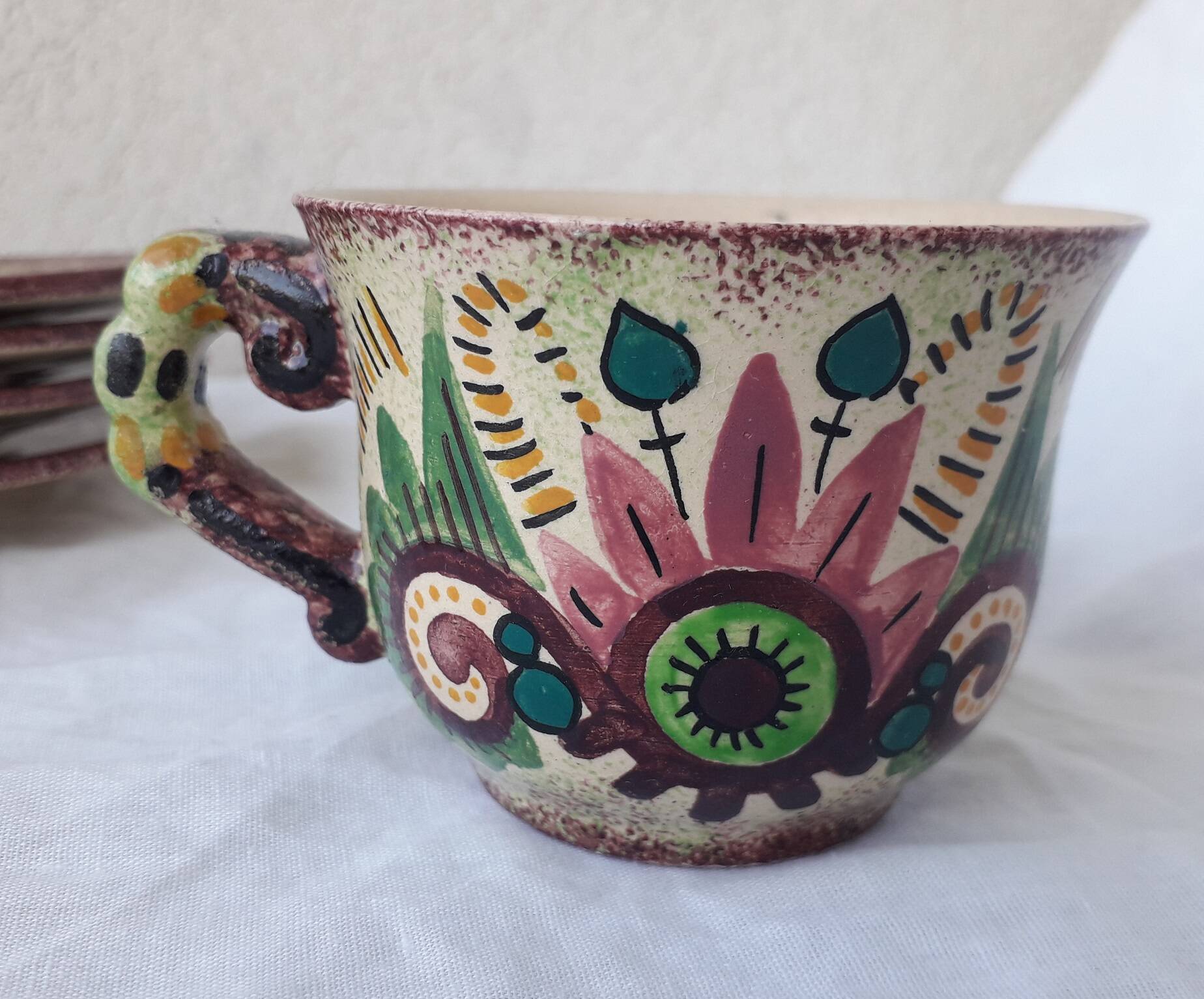 6 Quimper Fouillen cups