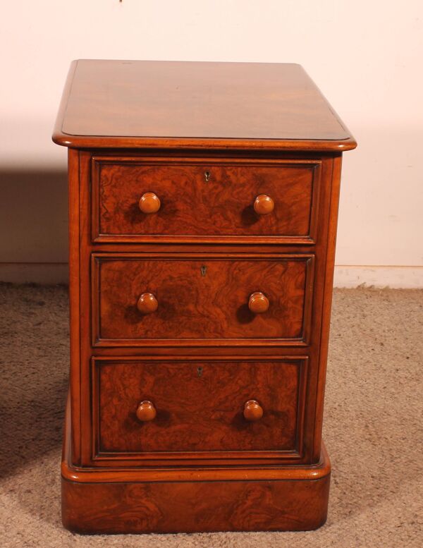 Paire De Chevets En noyer et Ronce De Noyer-19° Siècle