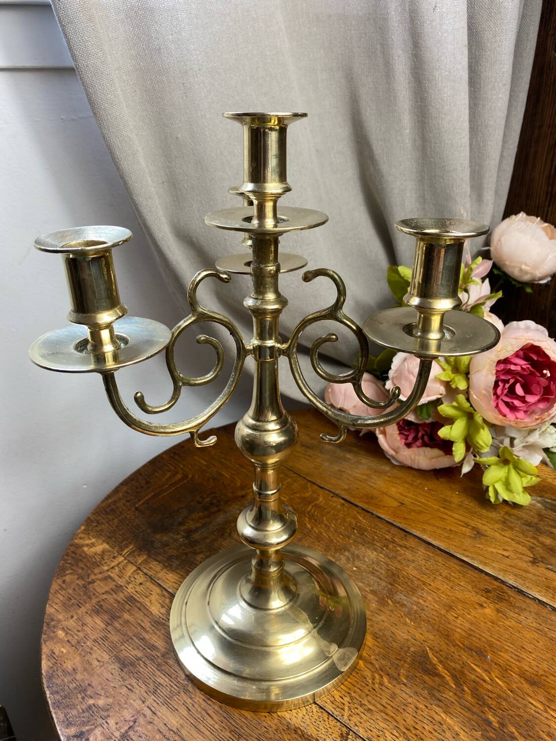Candlestick, four-light brass candelabra