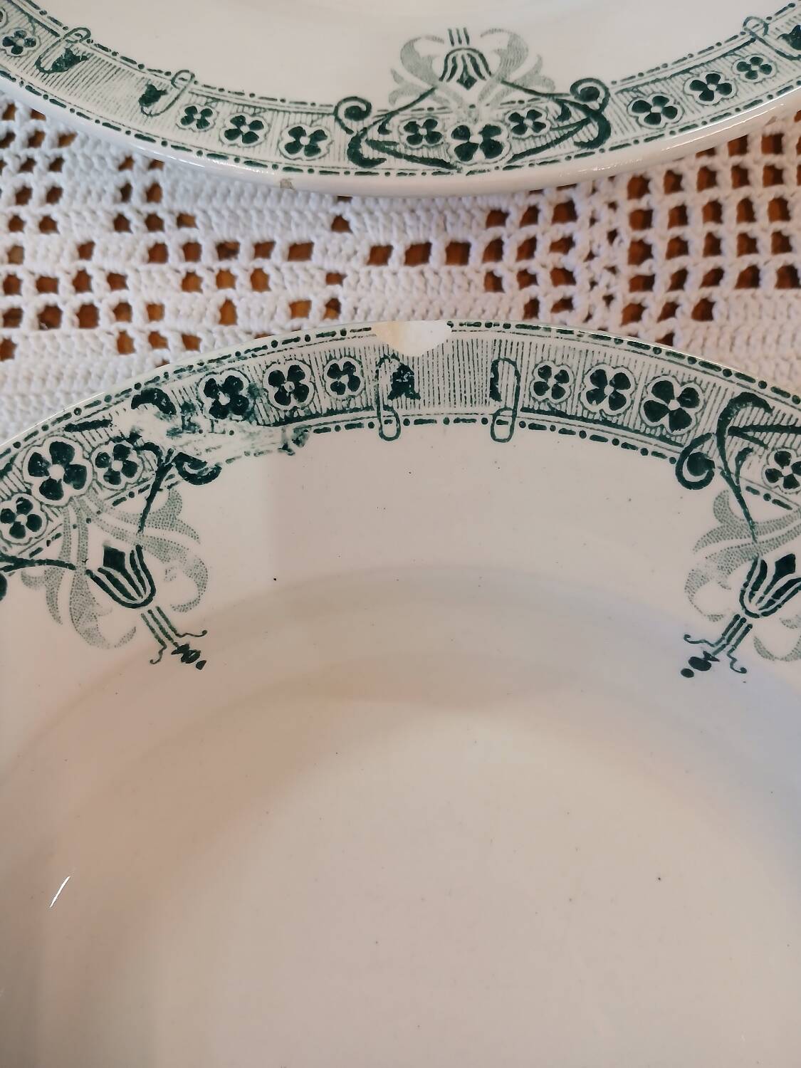 6 antique ironstone soup plates