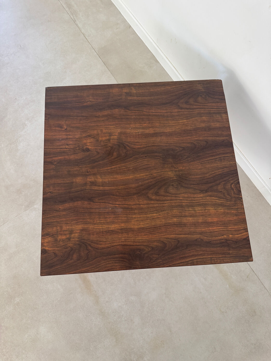 Table basse vintage bois et métal 1970