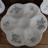 9 Oyster plates with black floral decoration KetG Luneville year 1940