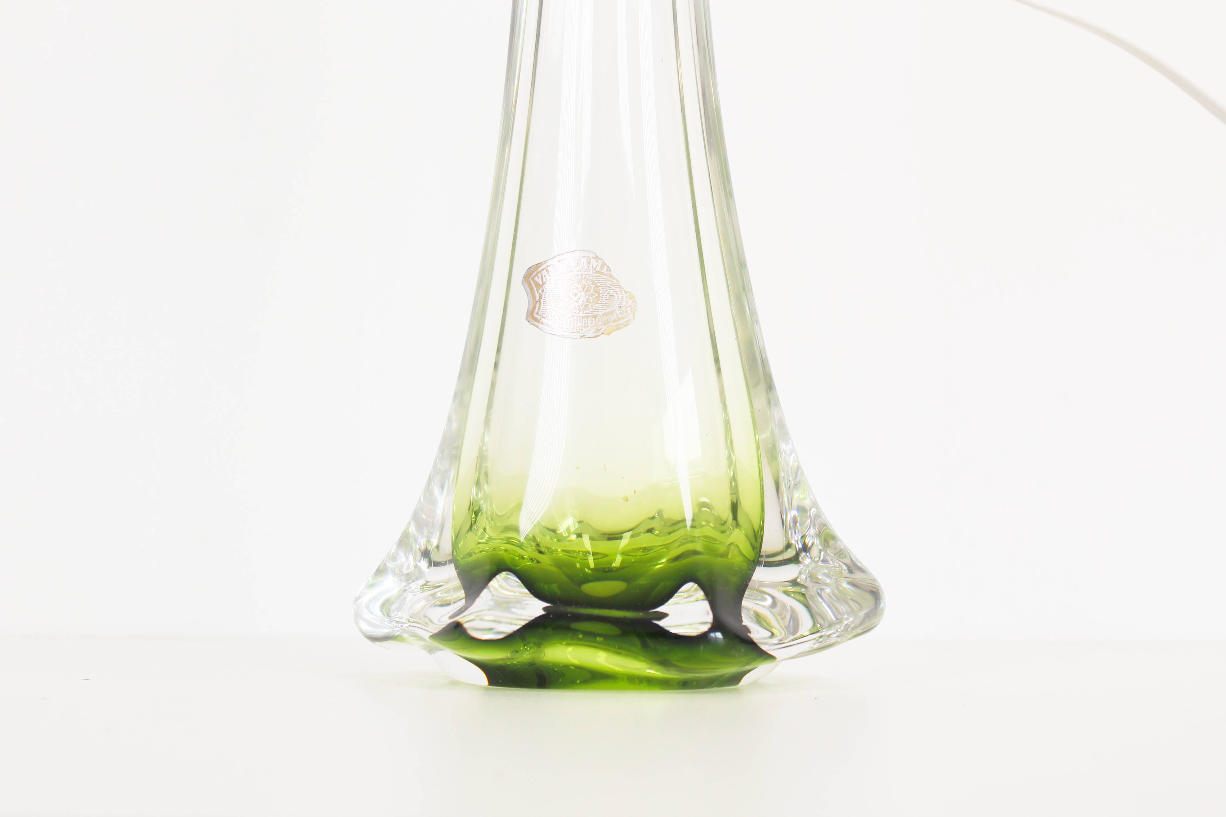 Vintage Belgian crystal glass table lamp by Val Saint Lambert