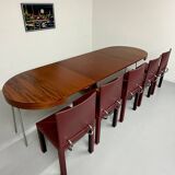 Extendable table with central leg, Italian design by Luigi Bartolini, vintage.