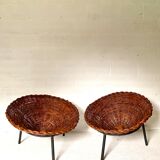 Pair of wicker basket armchairs
