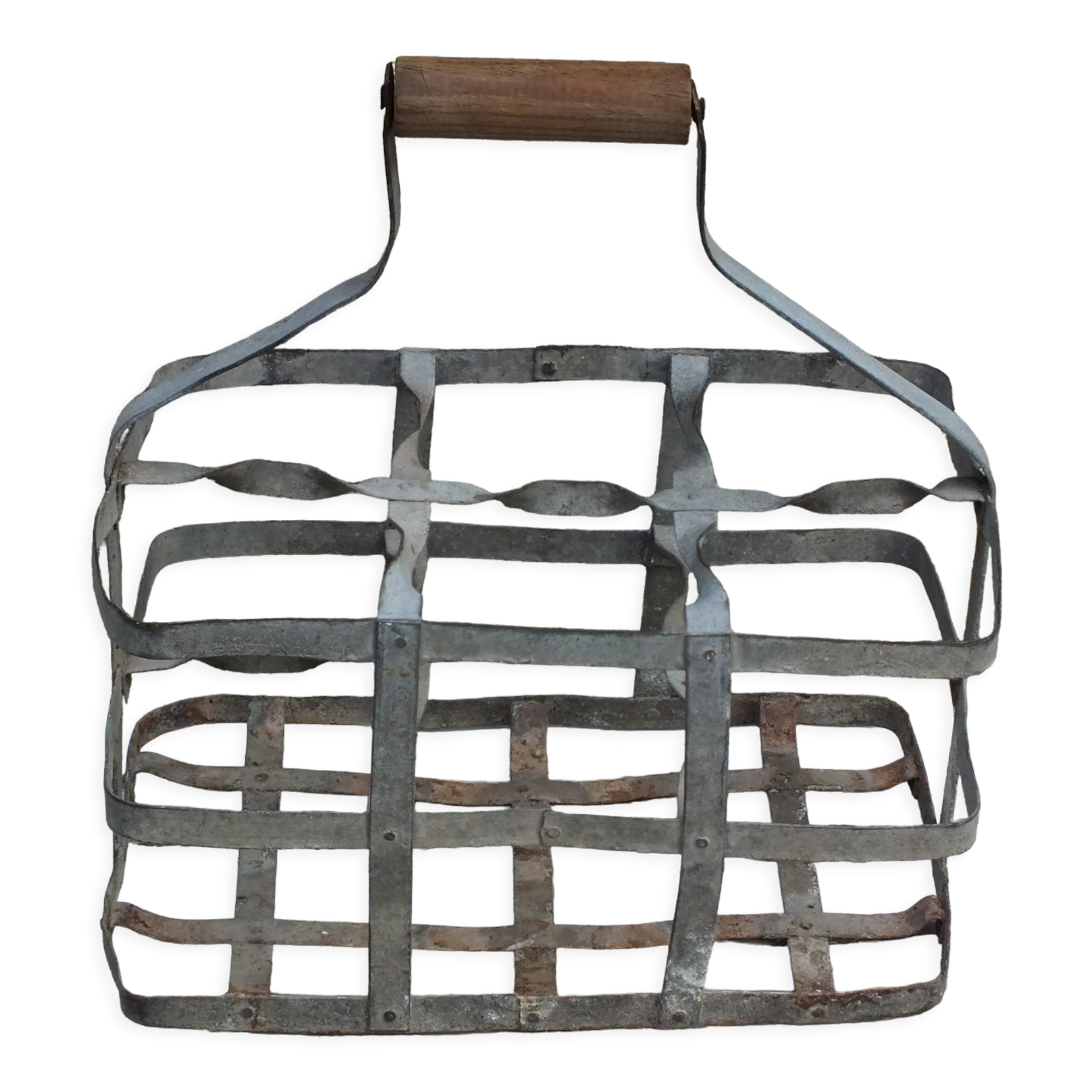 Galva basket with 6 bottles wooden handle