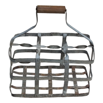 Galva basket with 6 bottles wooden handle