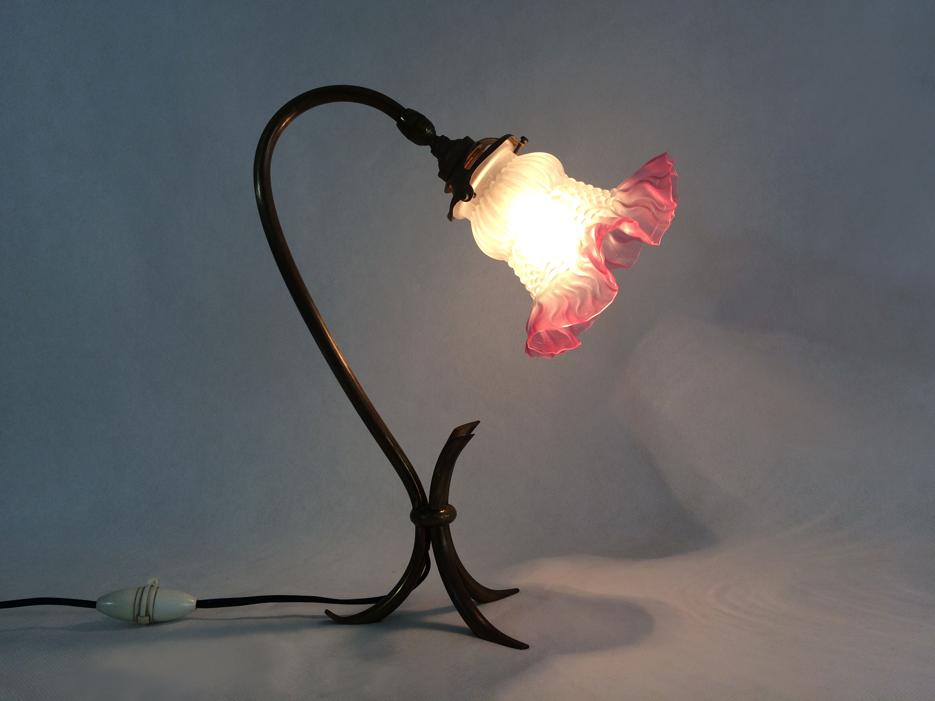 Art Deco Modernist tripod table lamp with brass swivel head