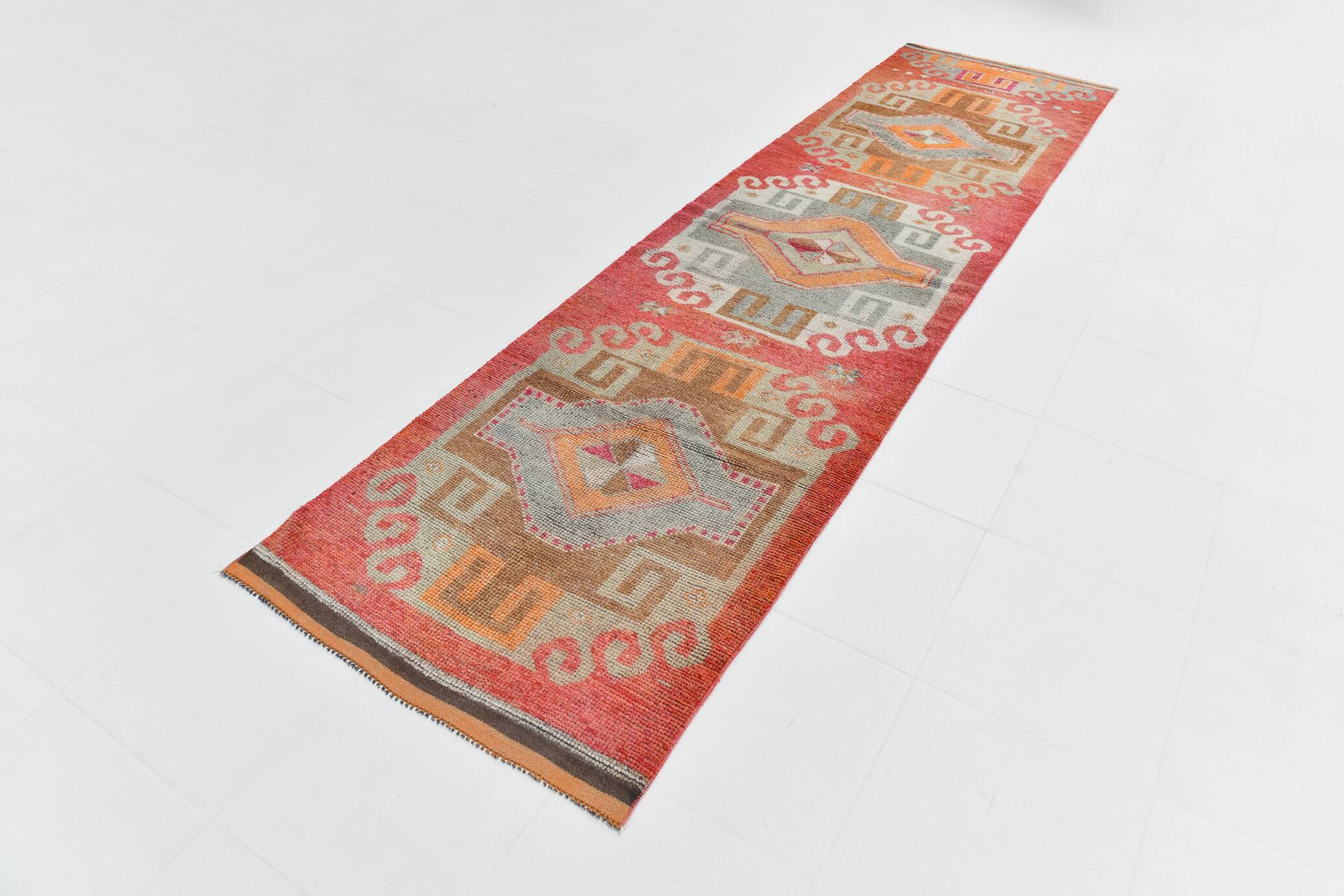 3x12 Super Soft Multicolor Vintage Runner Rug, 91x355Cm